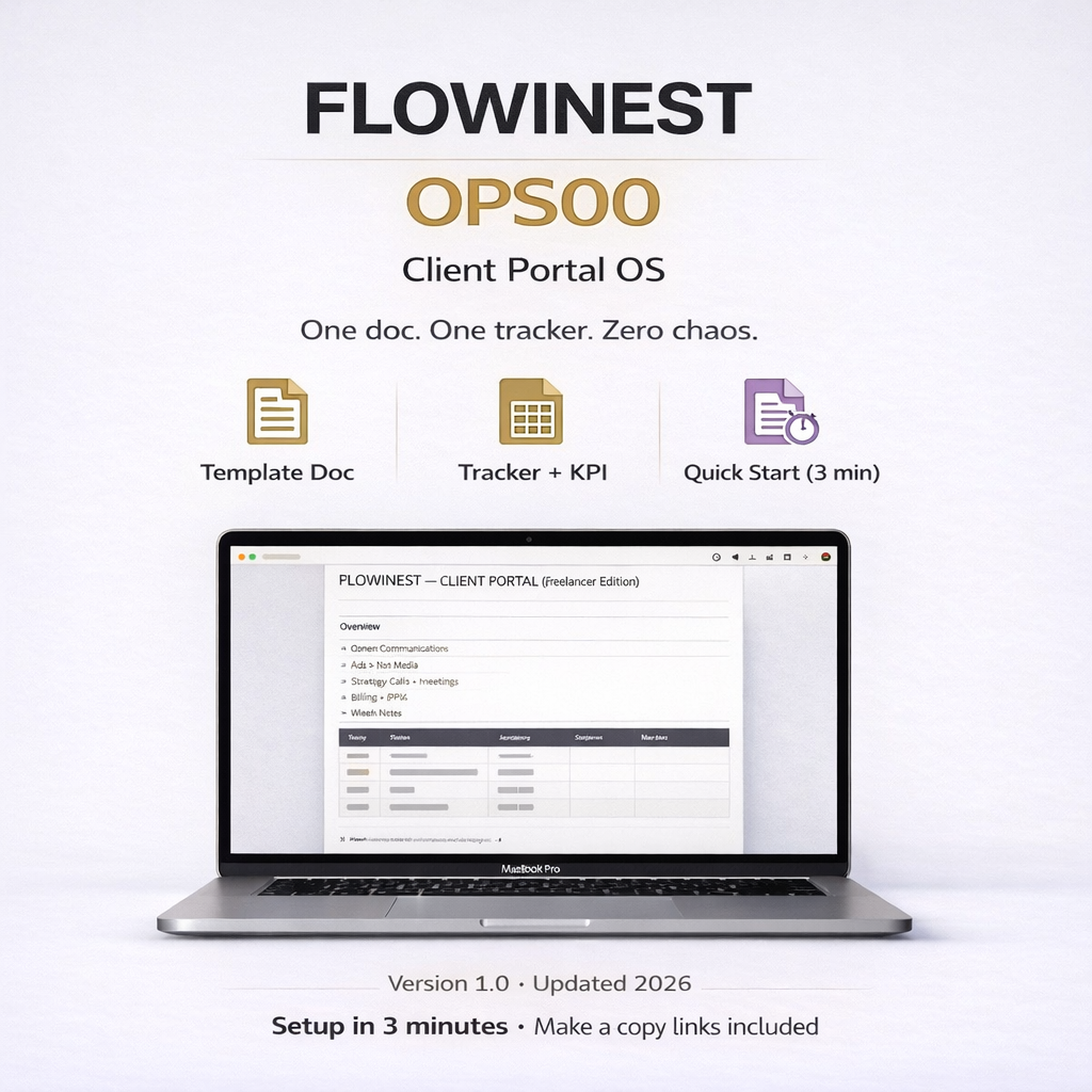 OPS00 - Flowinest Client Portal OS (Freelancer Edition) | Digital Template